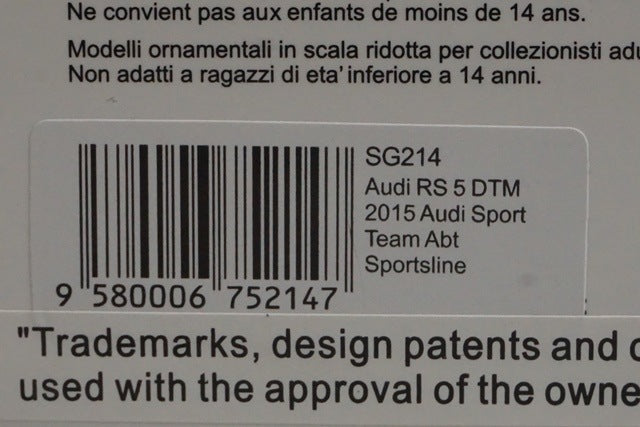 1:43 SPARK SG214 Audi RS5 DTM 2015 Audi Sport Team Abt Sportsline #5 modelcar