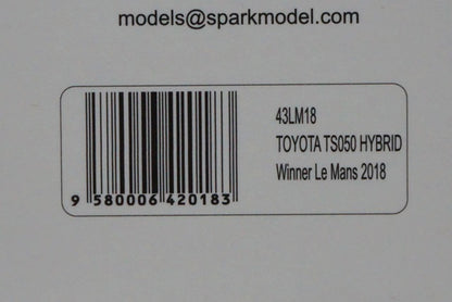 1:43 SPARK 43LM18 Toyota TS050 Hybrid TOYOTA GAZOO Racing Le Mans Winner 2018 #8