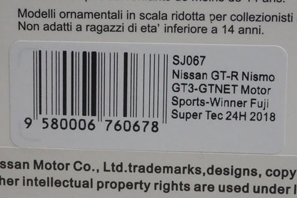 1:43 SPARK SJ067 Nissan GT-R NISMO GT3-GTNET Motor Sports-Winner Super Tec 24h #99 2018