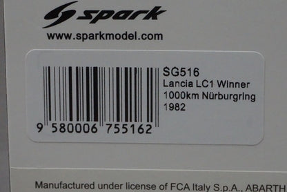 1:43 SPARK SG516 Lancia LC1 1000km Nurburgring Winner 1982 #50 MARTINI