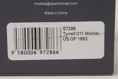 1:43 SPARK S7286 Tyrrell 011 American GP Winner 1983 #3 Michele Alboreto