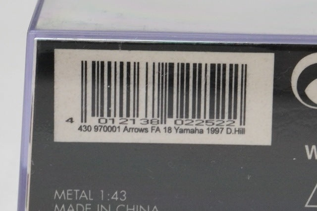 1:43 MINICHAMPS 430970001 Arrows Yamaha FA18 D.Hill 1997 #1 model car