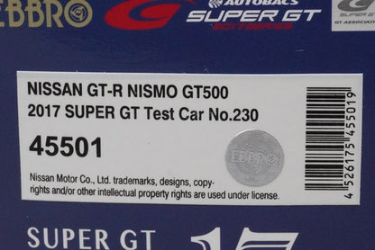 1:43 EBBRO 45501 Nissan GT-R NISMO GT500 2017 Super GT Test Car #230 model car