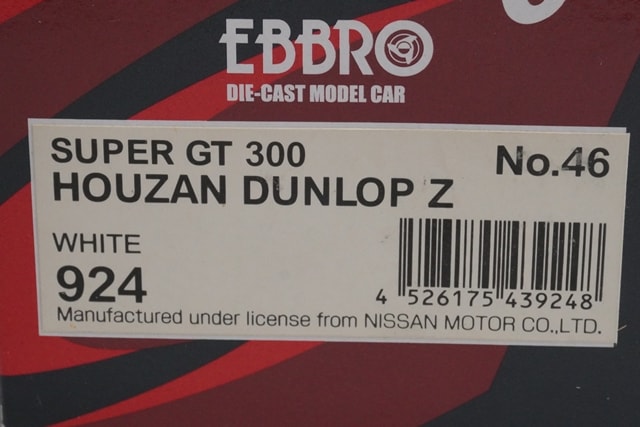 1:43 EBBRO 43924 HOUZAN DUNLOP Z Super GT 2007 #46 model car