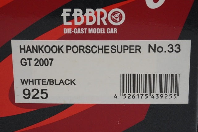 1:43 EBBRO 43925 Porsche Hankook Super GT 2007 #33 model car