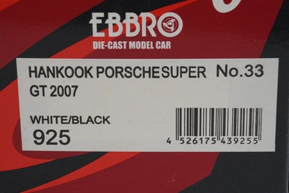 1:43 EBBRO 43925 Porsche Hankook Super GT 2007 #33 model car