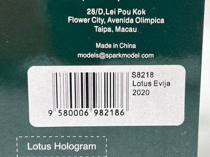 1:43 SPARK S8218 Lotus Evija 2020 model car