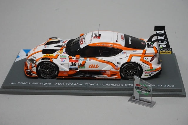 1:43 SPARK 43SGT2023 Toyota au TOM'S GR Supra TGR GT500 Super GT 2023 #36 Champion board included model car