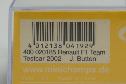 1:43 MINICHAMPS 400020185 Renault F1 B201 Barcelona Test Car 2002 #15 J.Button model car