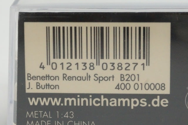1:43 MINICHAMPS 400010008 Benetton Renault Sport B201 #8 J.Button model car