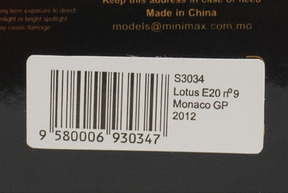 1:43 SPARK S3034 Lotus E20 Monaco GP 2012 #9 Kimi Raikkonen model car