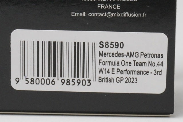 1:43 SPARK S8590 Mercedes-AMG Petronas F1 Team W14 E-Performance British GP 3rd 2023 #44 L. Hamilton model car