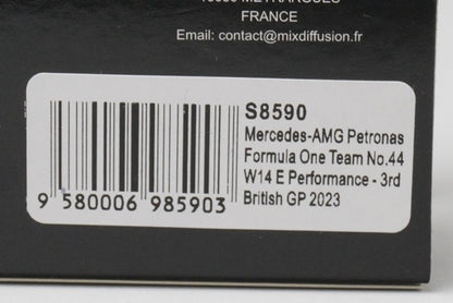 1:43 SPARK S8590 Mercedes-AMG Petronas F1 Team W14 E-Performance British GP 3rd 2023 #44 L. Hamilton model car