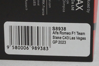 1:43 Spark S8938 Alfa Romeo F1 Team Stake C43 Las Vegas GP 2023 #77 V. Bottas model car