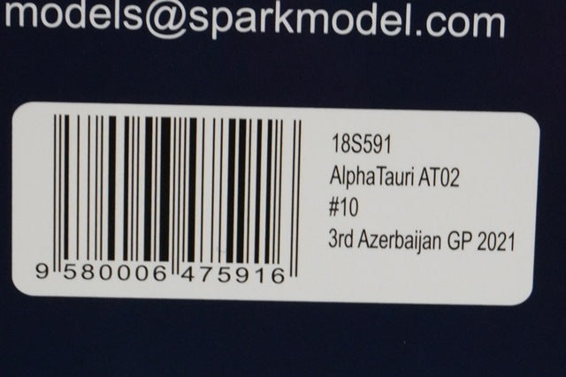 1:18 Spark 18S591 AlphaTauri Honda AT02 Azerbaijan GP 3rd 2021 #10 P.Gasly model car