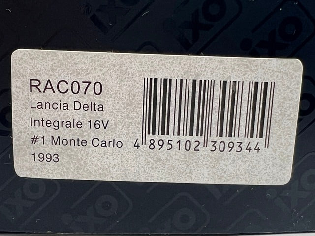 1:43 ixo RAC070 Lancia Delta Integrale 16V Monte Carlo Rally 1993 #1 C. Sainz L. Moya model car