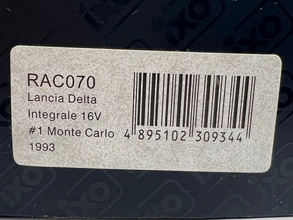 1:43 ixo RAC070 Lancia Delta Integrale 16V Monte Carlo Rally 1993 #1 C. Sainz L. Moya model car