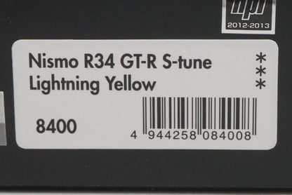 1:43 HPI 8400 Mirage Nissan NISMO R34 GT-R S-tune Lightning Yellow model car