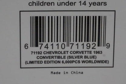 1:18 AUTOart 71192 Chevrolet Corvette Convertible 1963 Silver Blue