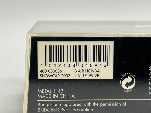 1:43 MINICHAMPS 400030086 BAR Honda Show Car 2003 #16 J. Villeneuve