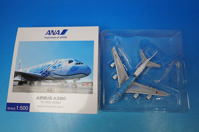 1:500 A380-841 ANA FLYING HONU ANA Blue JA381A NH50063 ANA airplane model