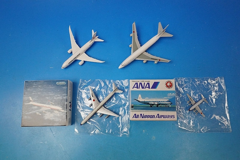 1:600 DC-8-62 JAL JA8031 Vickers Viscount, ANA G-ABKJ B747-400 JASDF #20-1101 B787-8 JAL Shin-Tsurumaru livery, JA822J, set of 4, some blisters and outer boxes missing, others airplane model