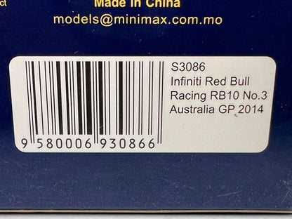 1:43 SPARK S3086 Infiniti Red Bull Racing RB10 Australian GP 2014 #3 Daniel Ricciardo