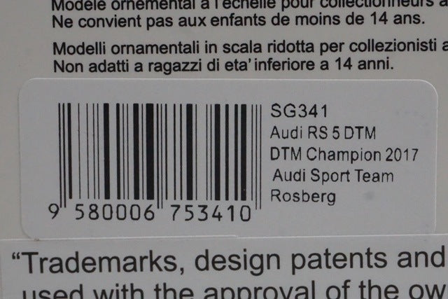 1:43 Spark SG341 Audi RS5 DTM Champion 2017 Sports Team Rosberg #33 R. Rast