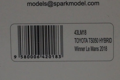1:43 SPARK 43LM18 Toyota TS050 Hybrid TOYOTA GAZOO Racing Le Mans Winner 2018 #8