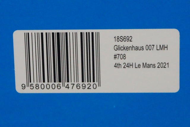 1:18 SPARK 18S692 Glickenhaus 007 LMH 24h Le Mans 2021 #708