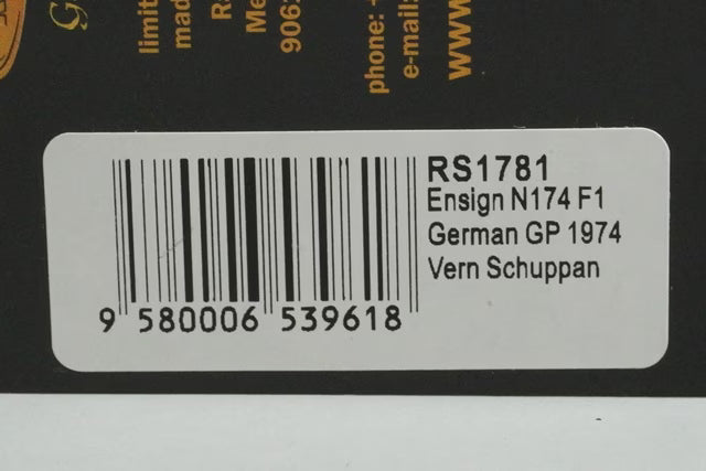 1:43 SPARK RS1781 Ensign N174 Cosworth F1 German GP 1974 #22 Raceland