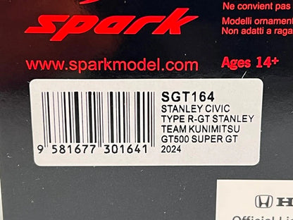 1:43 Spark SGT164 Stanley Civic Type R-GT Team Kunimitsu GT500 Super GT 2024 #100 Naoki Yamamoto / Tadasuke Makino