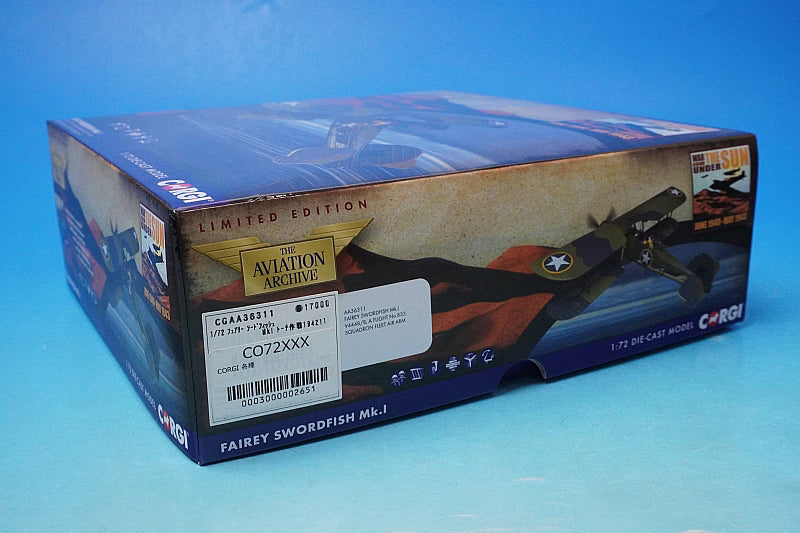 1:72 Fairey Swordfish MkI Royal Air Force Operation Torch 1942 HMS Biter folded wings AA36311 Corgi airplane model