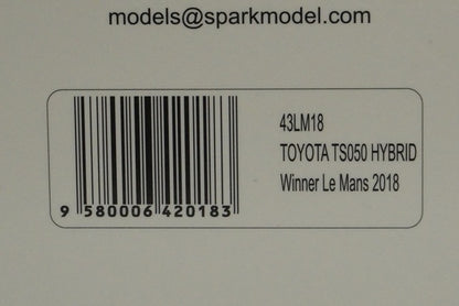 1:43 SPARK 43LM18 Toyota TS050 Hybrid TOYOTA GAZOO Racing Le Mans Winner 2018 #8