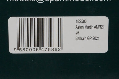 1:18 SPARK 18S586 Aston Martin AMR21 Bahrain GP 2021 #5 Sebastian Vettel