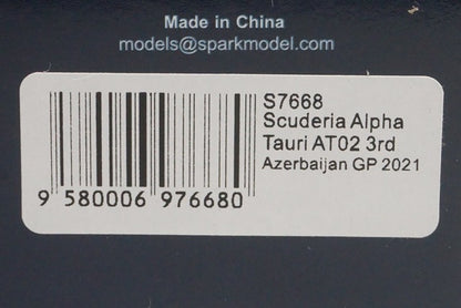1:43 SPARK S7668 Scuderia Alpha Tauri  Azerbaijan GP 2021 #10 P.Gasly model car