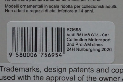 1:43 SPARK SG695 Audi R8 LMS GT3 Car Collection Motorsport 2nd Pro-AM class Nurburgring 24h 2020 #7
