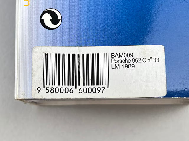 1:43 SPARK BAM009 Porsche 962 C LM Le Mans 1989 #33