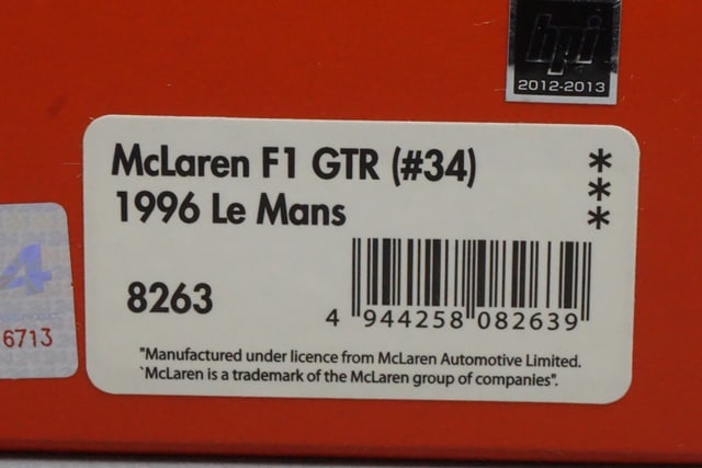 1:43 HPI 8263 MIRAGE McLaren F1 GTR Le Mans 1996 #34 model car