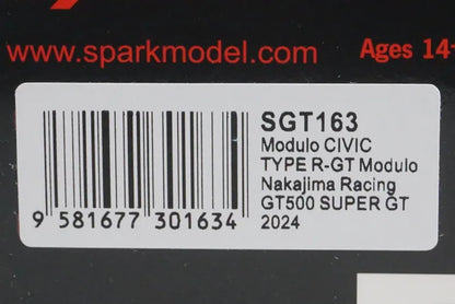 1:43 Spark SGT163 Honda Modulo Civic Type R-GT GT500 Super GT 2024 #64 model car