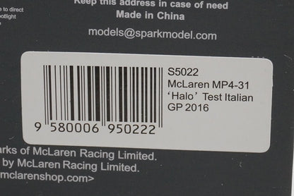 1:43 Spark S5022 McLaren Honda MP4-31 Italian GP 2016 #22 model car