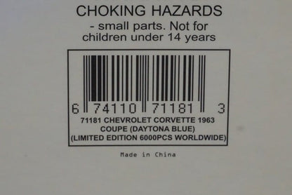 1:18 AUTOart 71181 Chevrolet Corvette Coupe 1963 Daytona Blue
