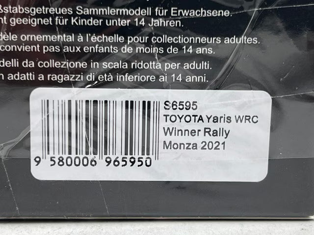 1:43 Spark S6595 Toyota Yaris WRC #1 Winner Rally Monza 2021 / 2021 WRC Manufacturers' Champion - S. Ogier (Includes figure/flag)