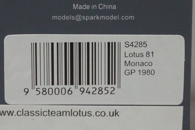 1:43 Spark S4285 Lotus 81 Monaco GP 1980 #11 M. Andretti model car