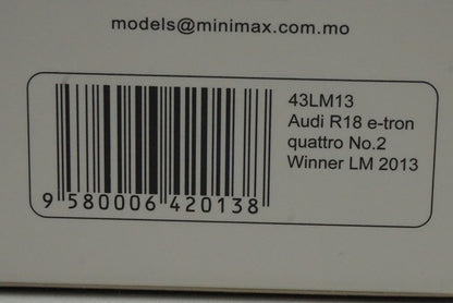 1:43 SPARK 43LM13 Audi R18 e-tron quattro Le Mans Winner 2013 #2 model car