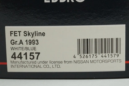 1:43 EBBRO 44157 Nissan Nissan FET Skyline Gr.A 1993 White/Blue #8 model car
