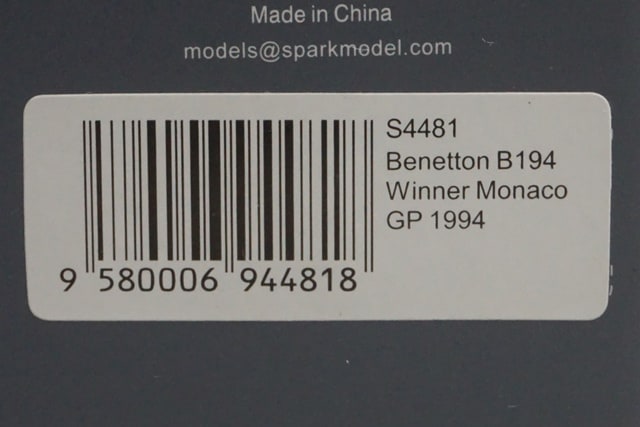 1:43 Spark S4481 Benetton B194 Monaco GP 1994 #5 M. Schumacher model car