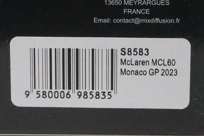 1:43 Spark S8583 McLaren MCL60 Monaco GP 2023 #4 L. Norris