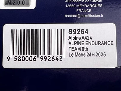1:43 Spark S9264 Alpine A424 ALPINE ENDURANCE TEAM 9th Le Mans 24H 2025 #35 P. Chatin - F. Habsburg - C. Milesi