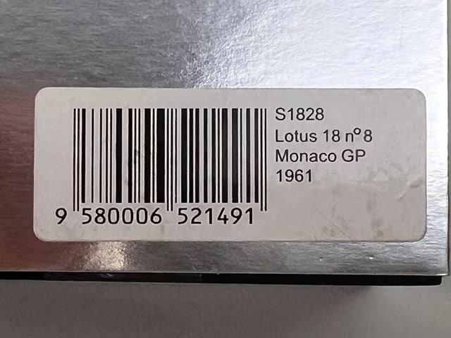 1:43 Spark S1828 Lotus F1 Monaco GP 1961 #33 M. May